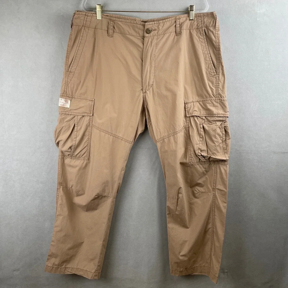VTG Polo Jeans Co Ralph Lauren Men Cargo Pants Tan Khaki 40x30 Cotton Safari Y2K
